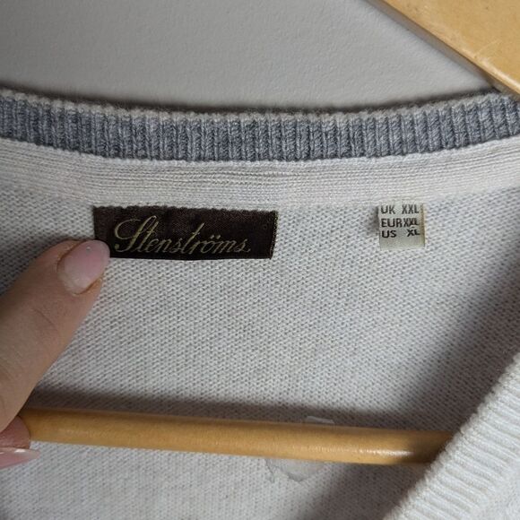 Stenstroms mens cashmere v-neck sweater elbow patches xl - Picture 4 of 9